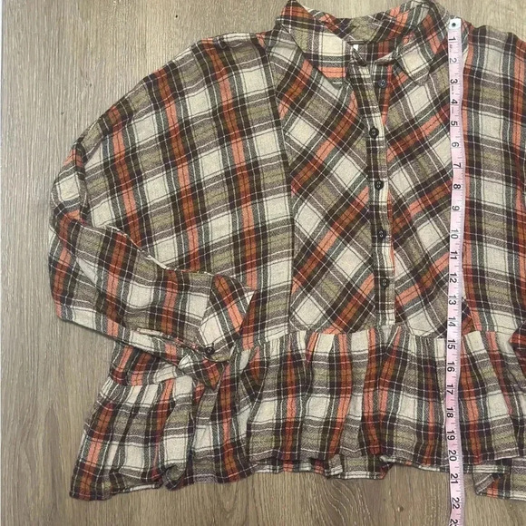 Free People Promise Everything Plaid Peplum Top Women’s Small - Picture 4 of 6